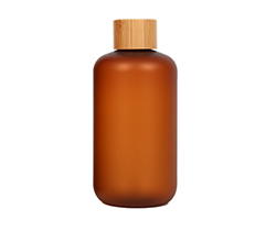 Matte Amber 100ml PET Plastic Bottle with bamboo cap B39